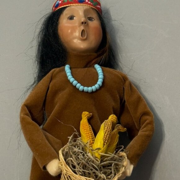 Vintage Byers Choice Carolers Christmas Figurine Chalfont Native Western Boy - Picture 2 of 4